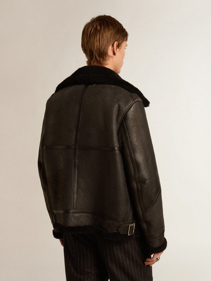 Black sheepskin jacket - Image 4