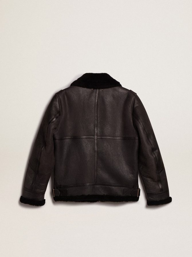 Black sheepskin jacket - Image 5