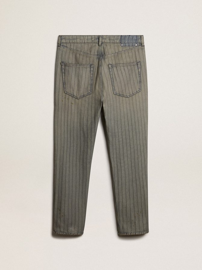 Men’s gray pants in striped denim - Image 5