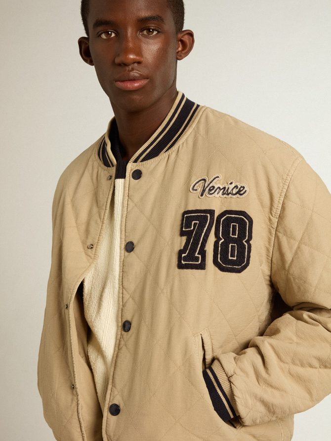 Khaki-colored quilted cotton bomber jacket - Image 2