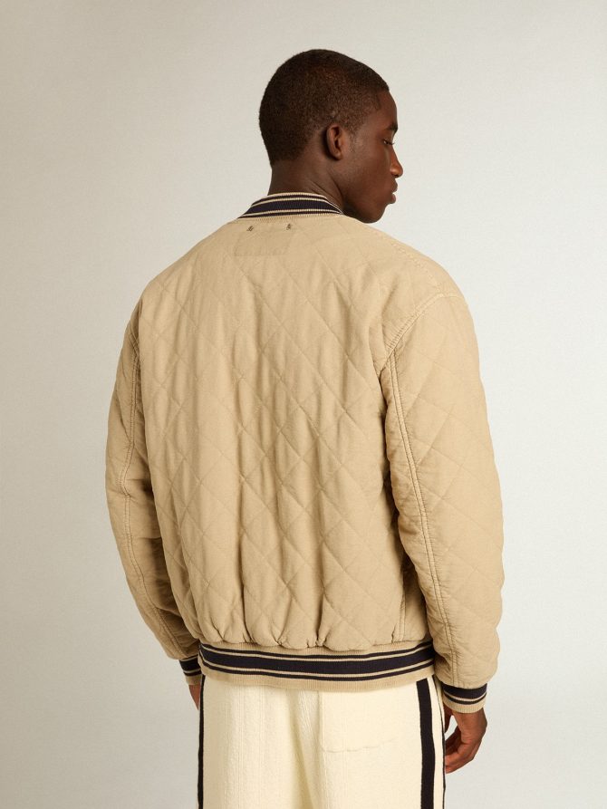 Khaki-colored quilted cotton bomber jacket - Image 4