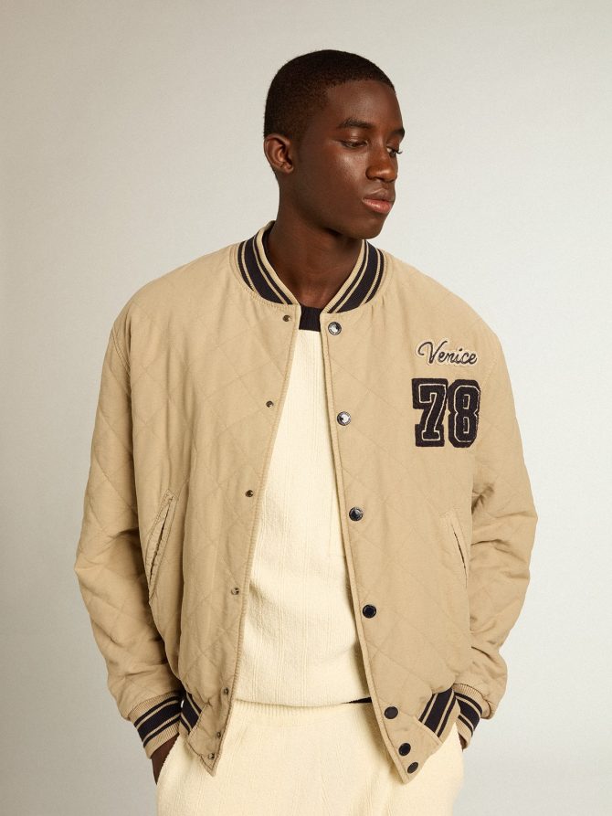 Khaki-colored quilted cotton bomber jacket - Image 5