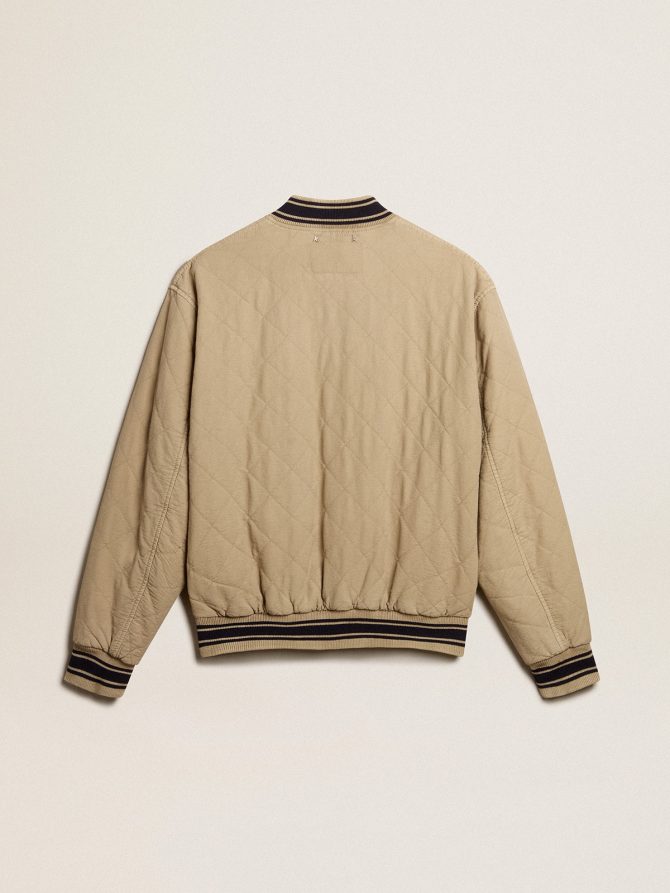 Khaki-colored quilted cotton bomber jacket - Image 6