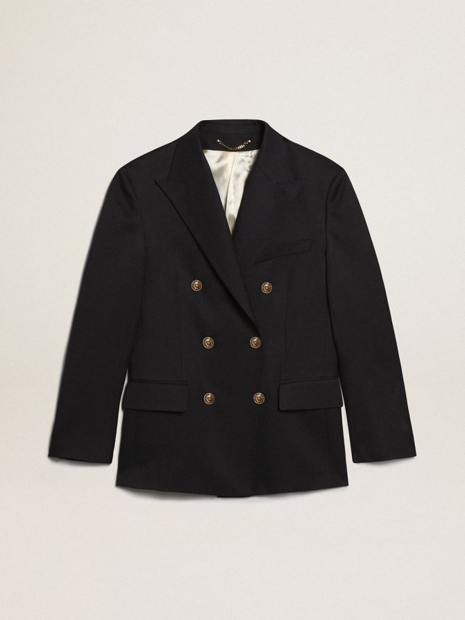 Men’s double-breasted blazer in dark blue
