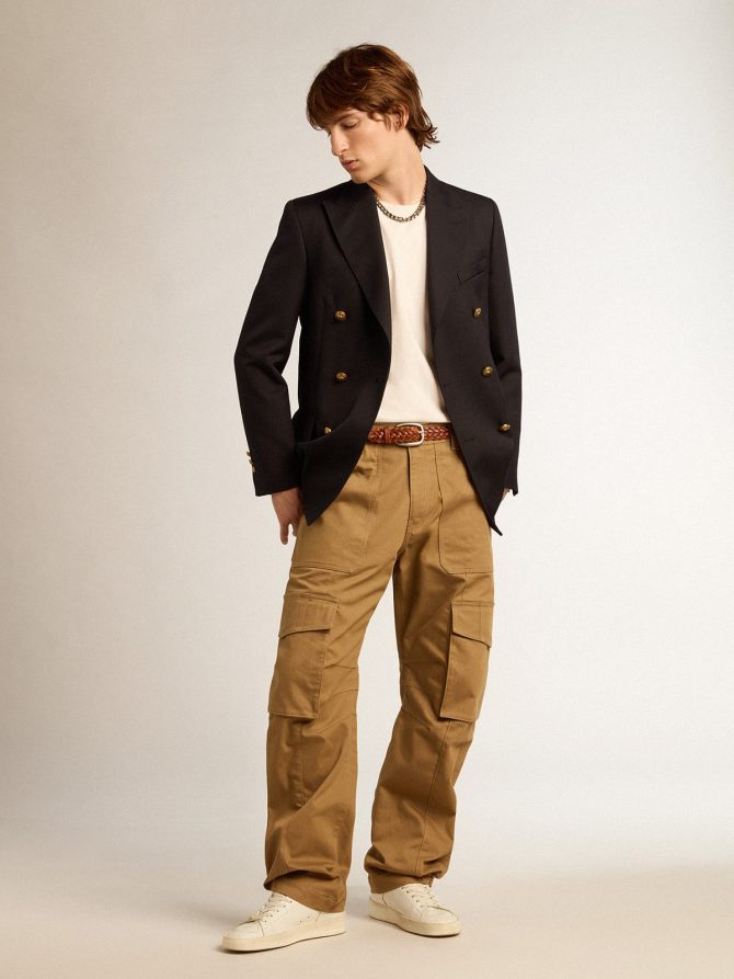 Men’s double-breasted blazer in dark blue - Image 3