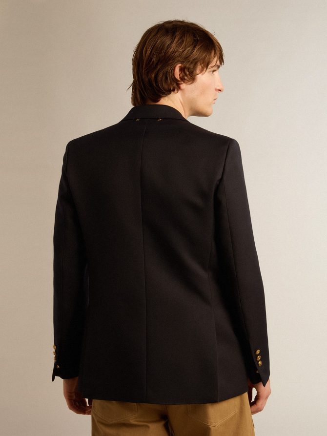 Men’s double-breasted blazer in dark blue - Image 4