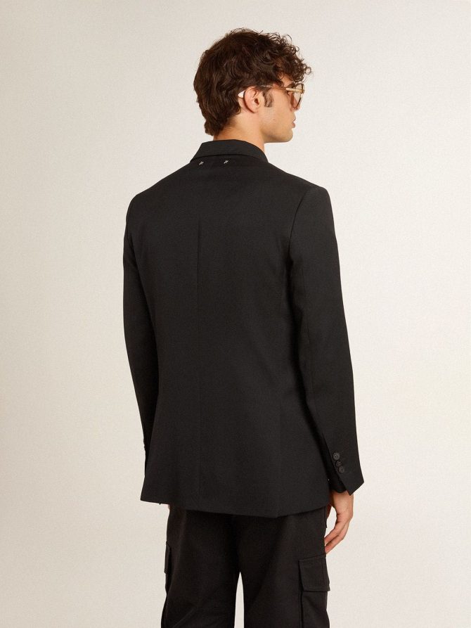 Men’s black double-breasted blazer with button fastening - Image 4