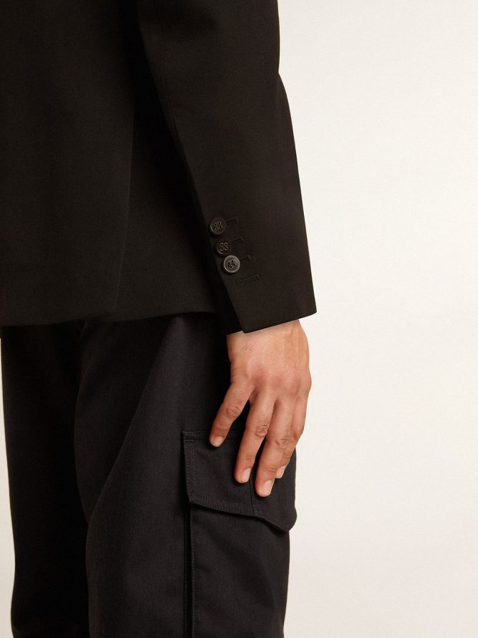 Men’s black double-breasted blazer with button fastening - Image 5