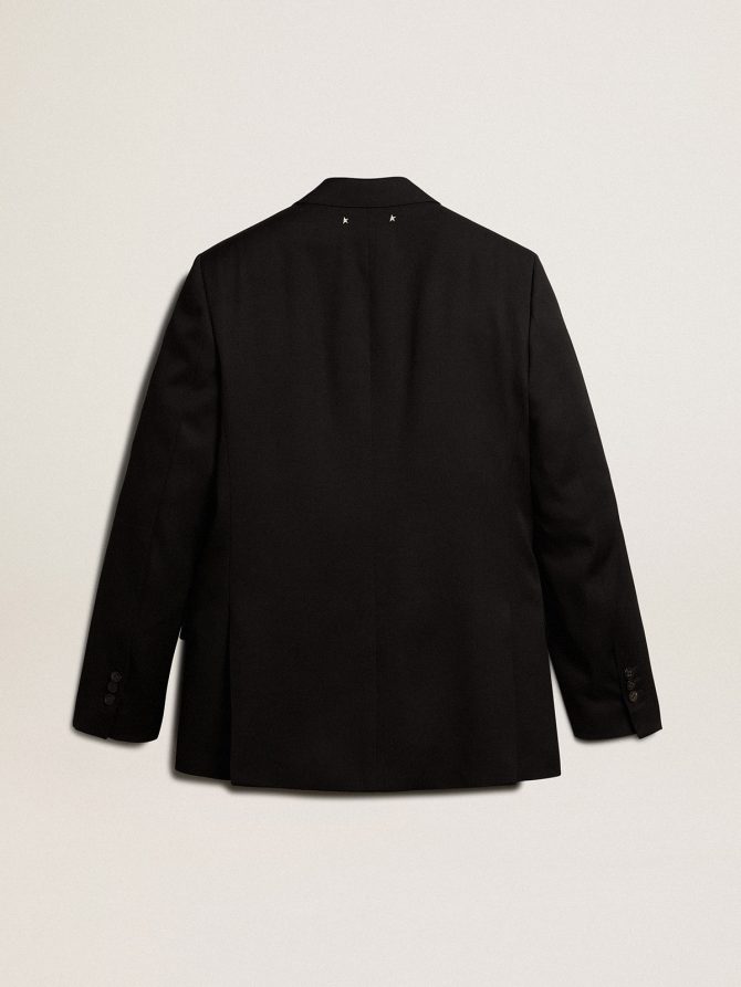 Men’s black double-breasted blazer with button fastening - Image 6