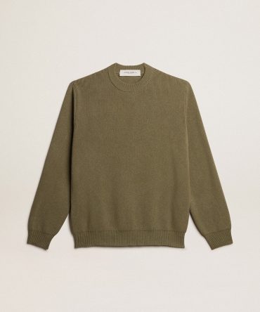 Men’s round-neck sweater in cotton with logo on the back