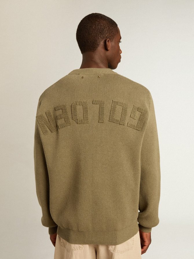 Men’s round-neck sweater in cotton with logo on the back - Image 4