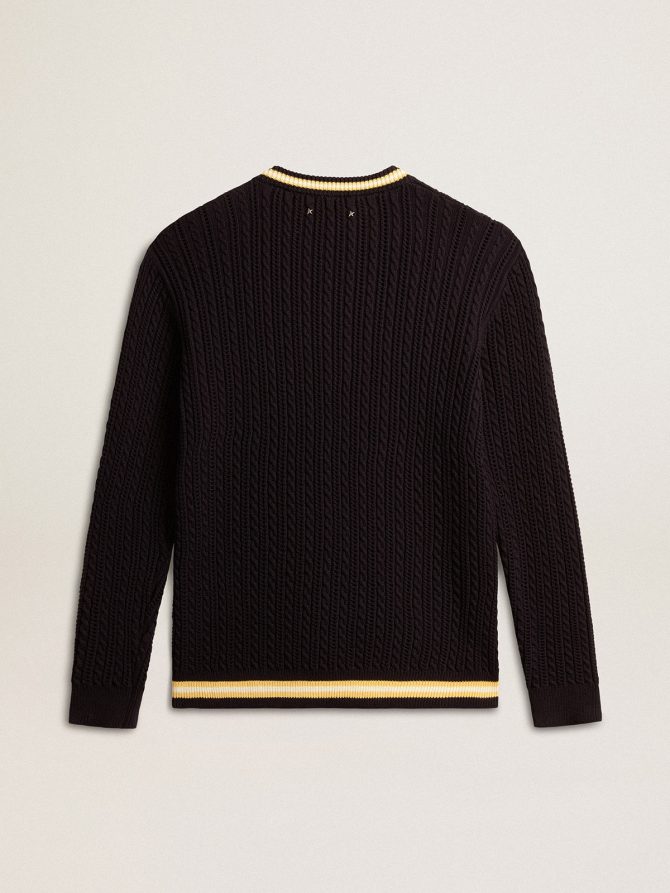 Men’s blue round-neck sweater with contrasting ribbing - Image 6