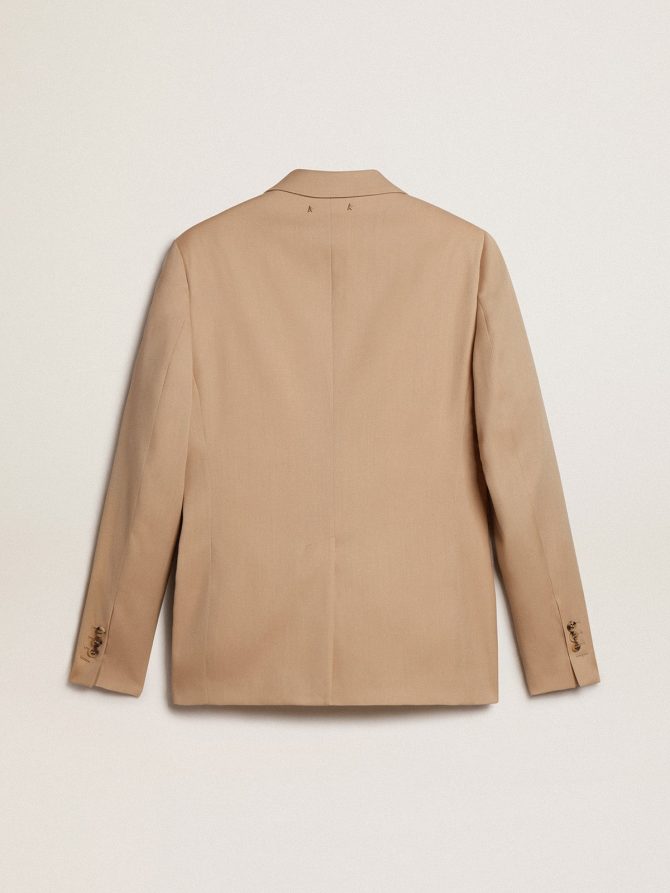 Single-breasted blazer in sand with horn buttons - Image 6
