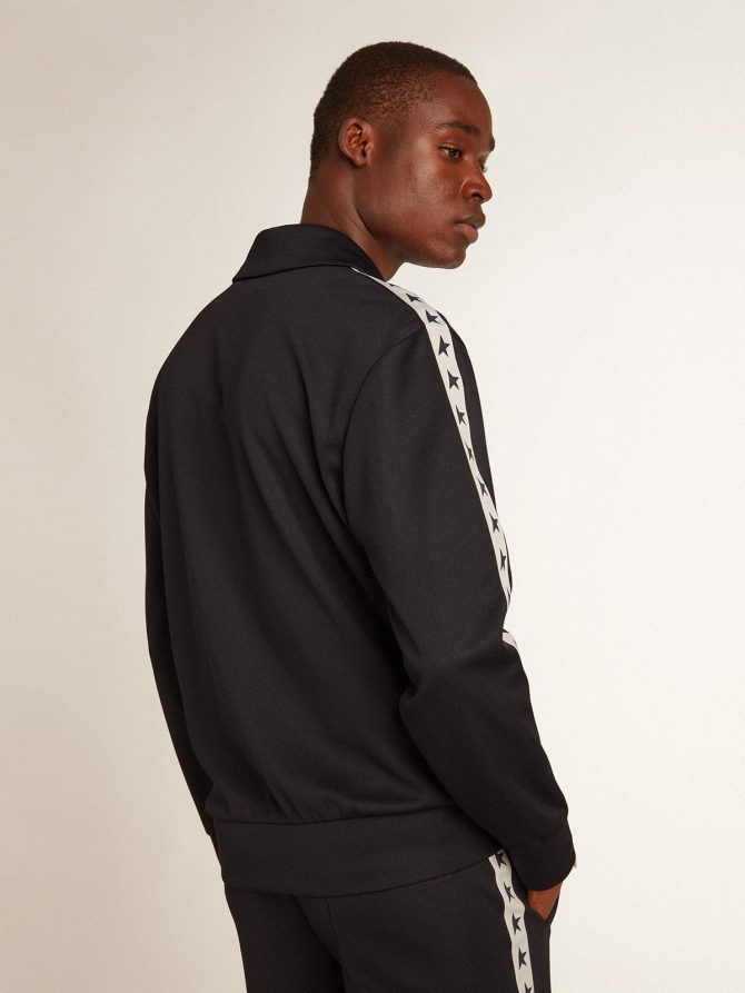 Dark blue sweatshirt with white strip and contrasting blue stars - Image 4
