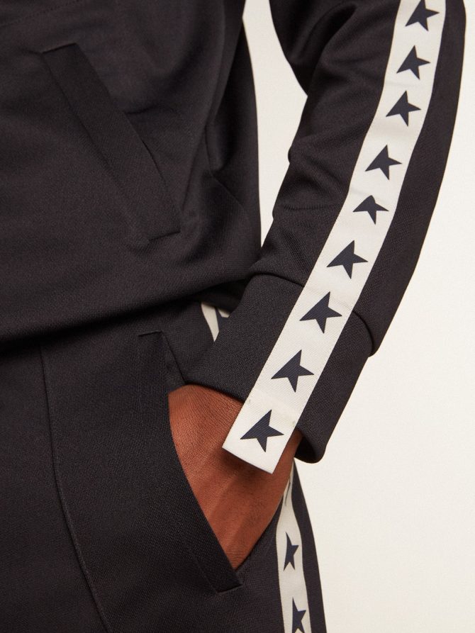 Dark blue sweatshirt with white strip and contrasting blue stars - Image 5