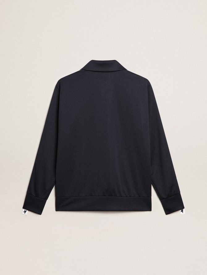 Dark blue sweatshirt with white strip and contrasting blue stars - Image 6