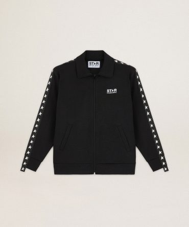 Men’s black zipped sweatshirt with white stars