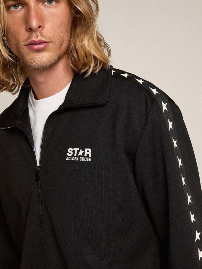Men’s black zipped sweatshirt with white stars - Image 2