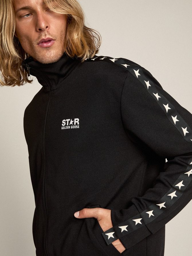 Men’s black zipped sweatshirt with white stars - Image 3