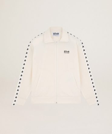 Men’s papyrus white zipped sweatshirt with black stars