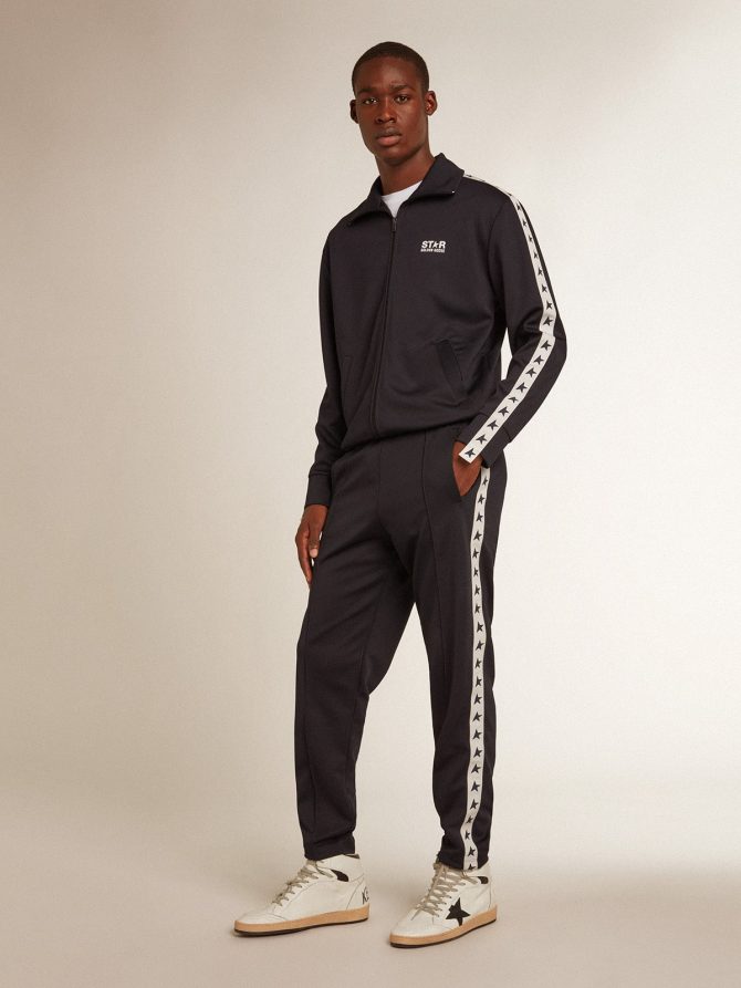 Dark blue joggers with contrasting strip and stars - Image 3