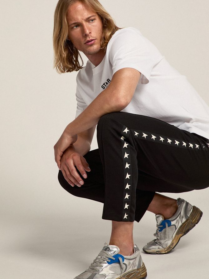 Men’s black joggers with white stars on the sides - Image 2