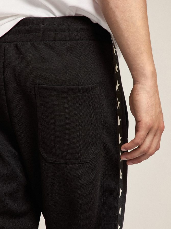 Men’s black joggers with white stars on the sides - Image 4