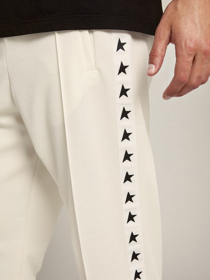 Men’s white joggers with black stars on the sides - Image 3