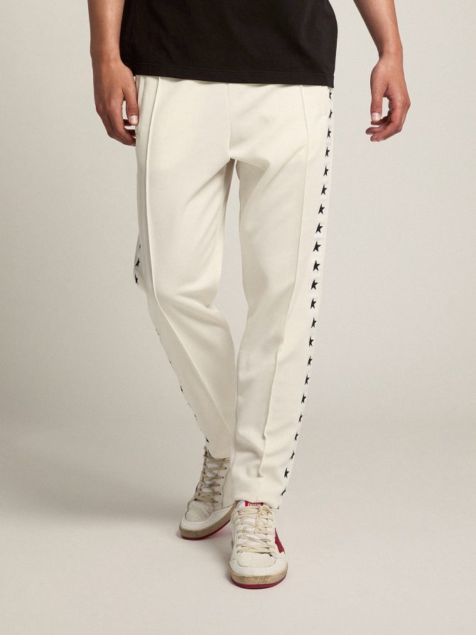 Men’s white joggers with black stars on the sides - Image 4