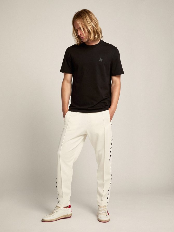 Men’s white joggers with black stars on the sides - Image 5