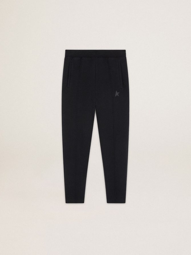 Men’s black joggers with star on the front
