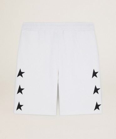 Men’s vintage white bermuda shorts with contrasting black stars