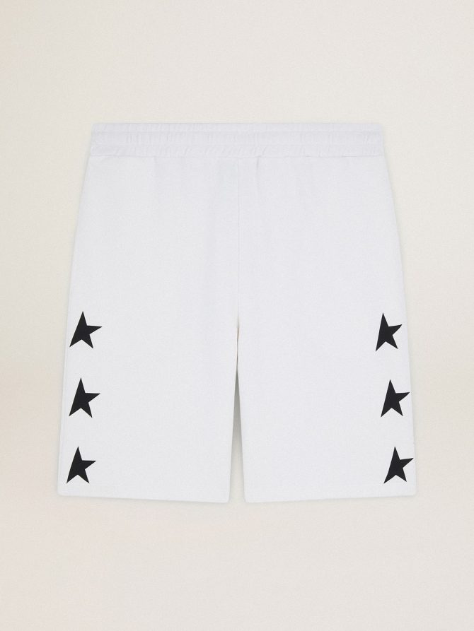 Men’s vintage white bermuda shorts with contrasting black stars