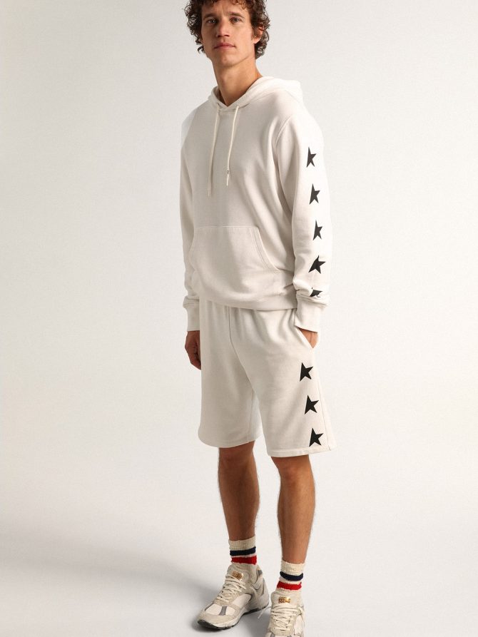 Men’s vintage white bermuda shorts with contrasting black stars - Image 3