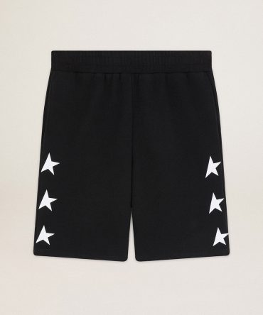 Men’s black bermuda shorts with white stars