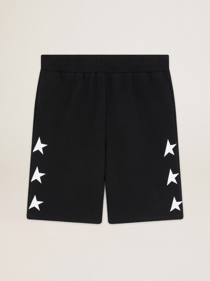 Men’s black bermuda shorts with white stars