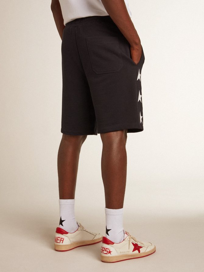 Men’s black bermuda shorts with white stars - Image 4