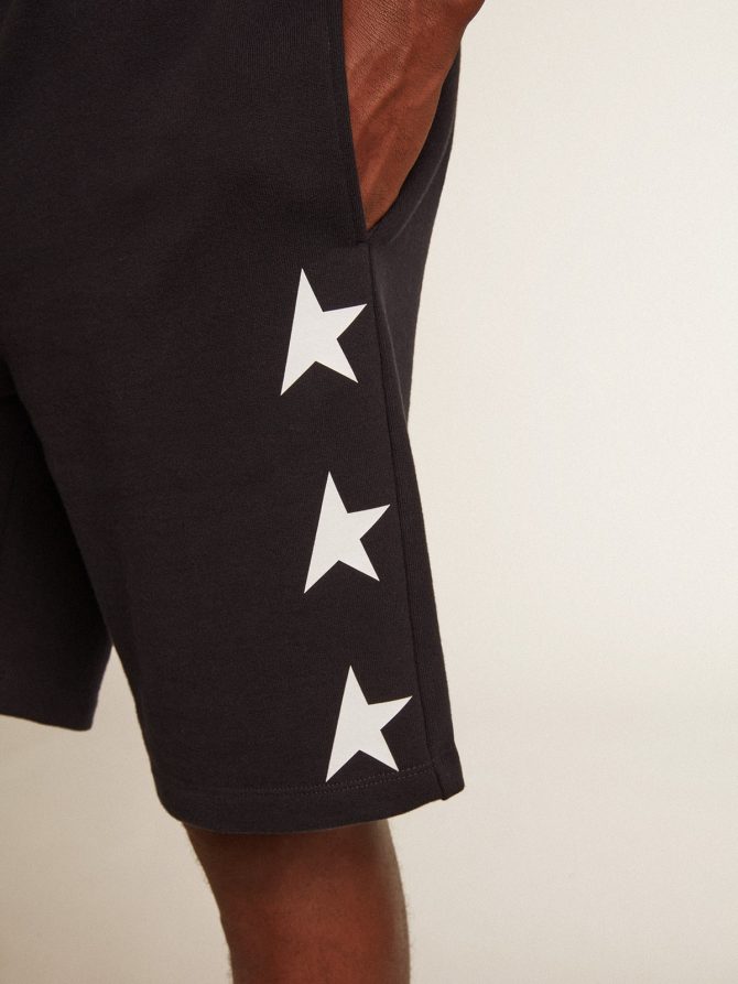 Men’s black bermuda shorts with white stars - Image 5