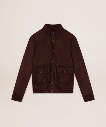 Golden Collection flight jacket in dark brown suede