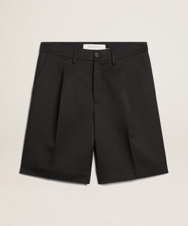 Men’s bermuda shorts in dark blue wool