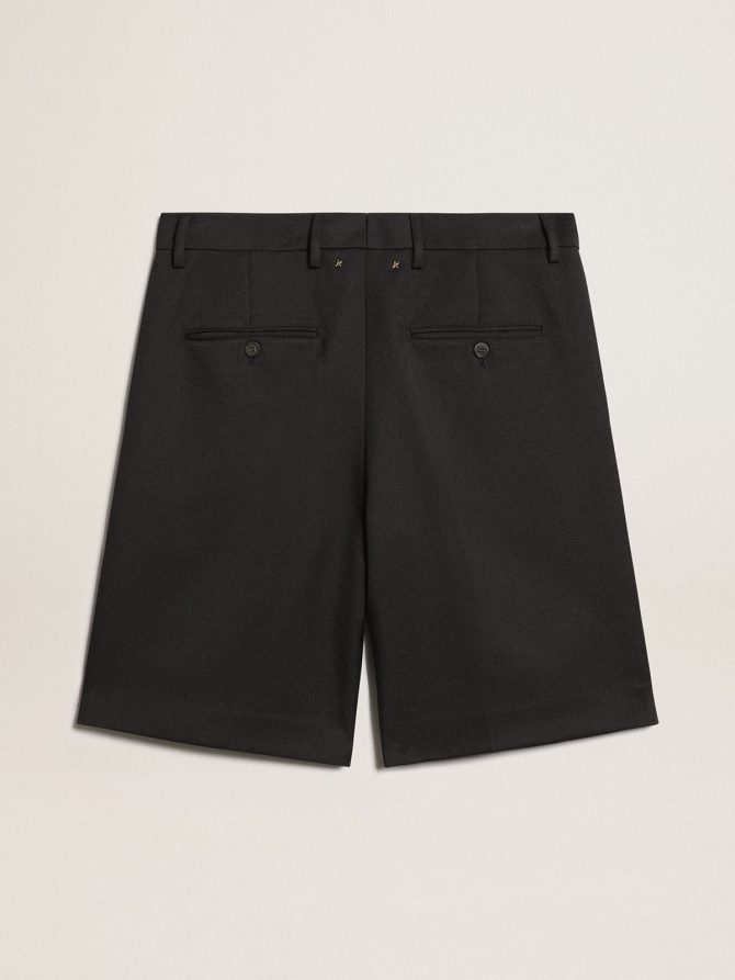 Men’s bermuda shorts in dark blue wool - Image 2