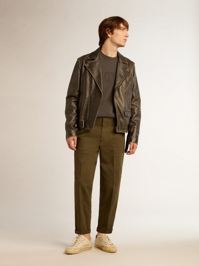 Military-green Golden Collection chinos - Image 3