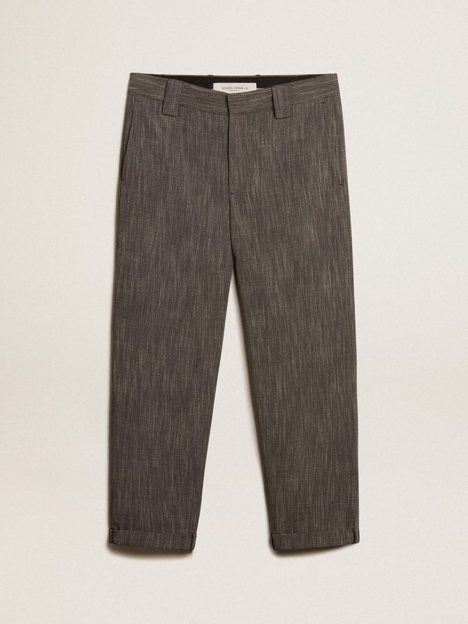 Men’s chinos in gray melange wool blend