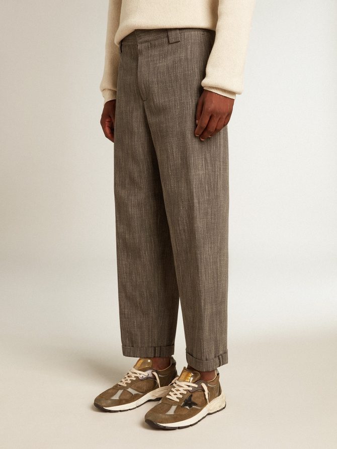 Men’s chinos in gray melange wool blend - Image 2