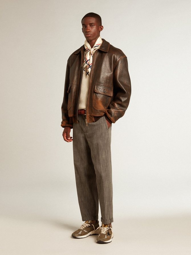 Men’s chinos in gray melange wool blend - Image 3