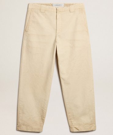 Ecru-colored cotton chinos
