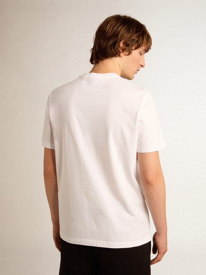 Men’s white T-shirt with silver glitter star on the front - Image 4