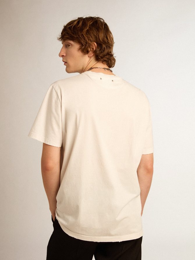 Men’s white T-shirt with distressed treatment - Image 3