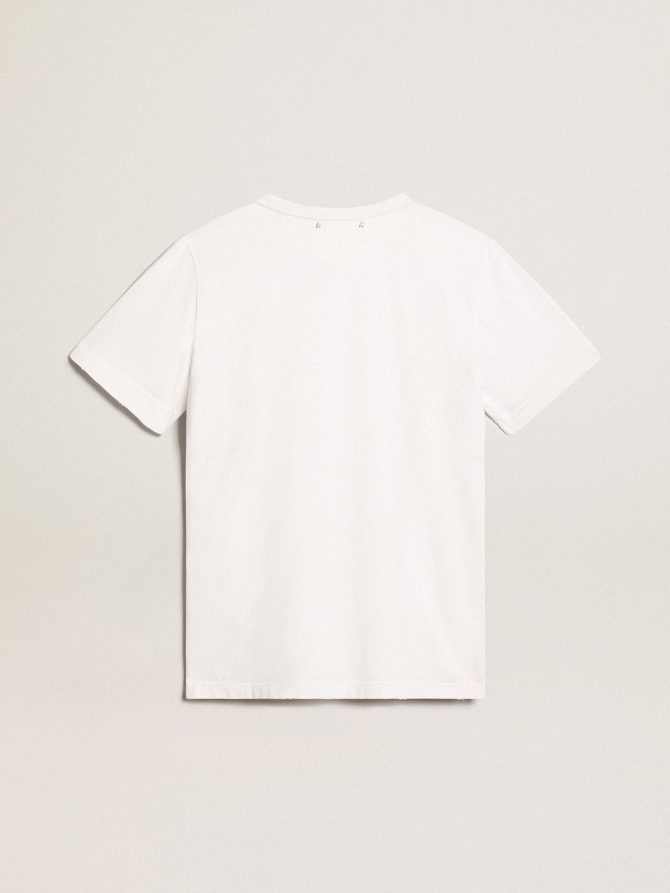 Men’s white T-shirt with distressed treatment - Image 4