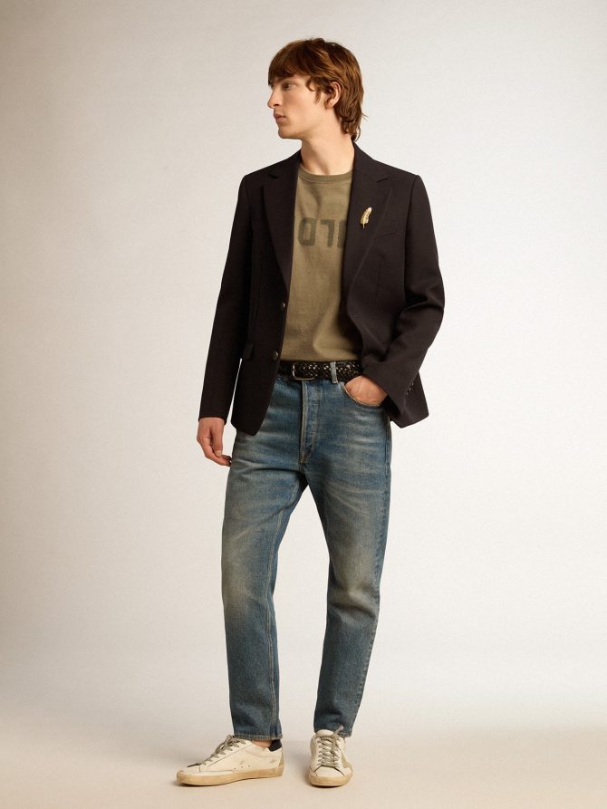 Men’s olive green T-shirt with Golden lettering - Image 3
